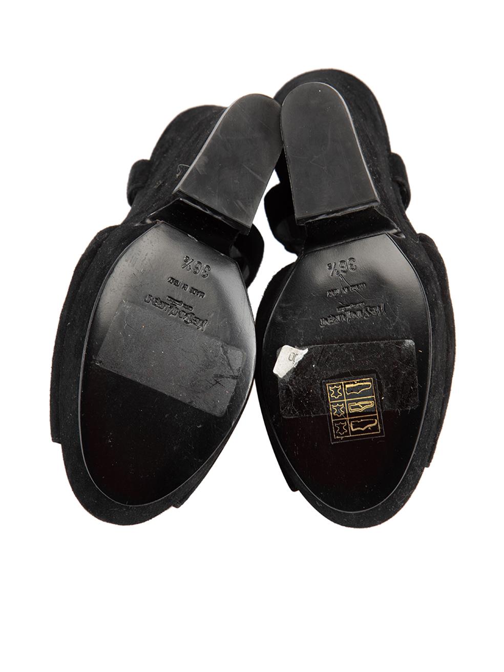 Saint Laurent Black Suede Hortense Sandals Size IT 36.5 Bon état - En vente à London, GB