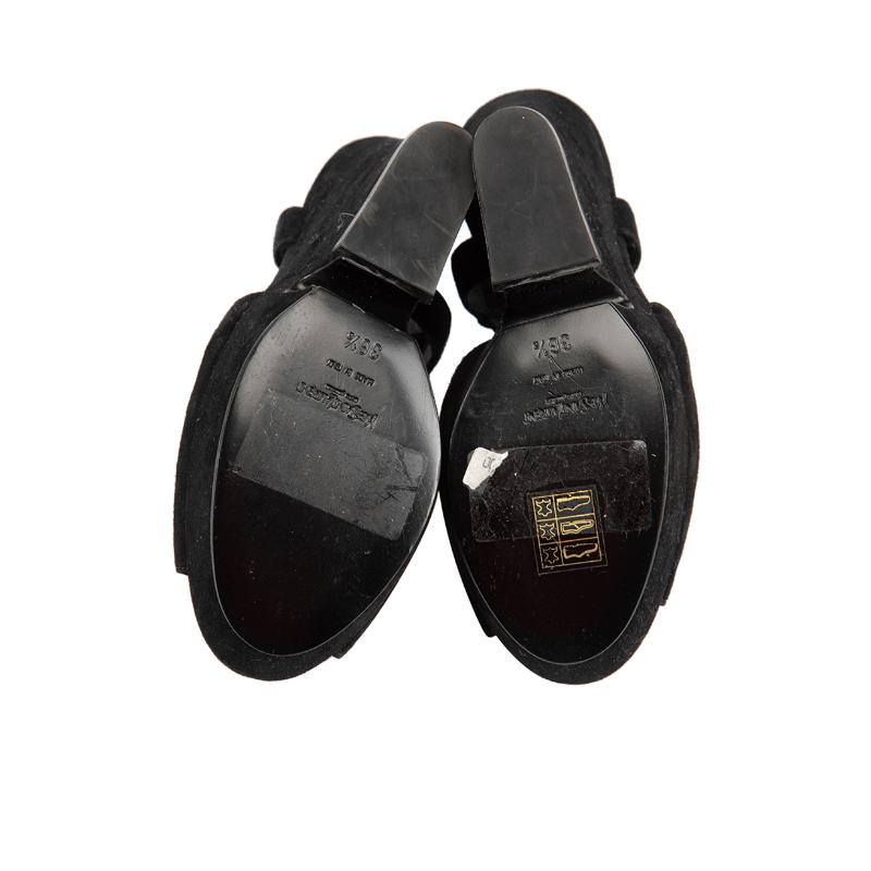Saint Laurent Sandales Hortense en daim noir Taille IT 36.5 Excellent état - En vente à London, GB