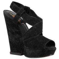 Saint Laurent Black Suede Hortense Sandals Size IT 36.5