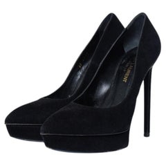Saint Laurent, Black suede janis pump