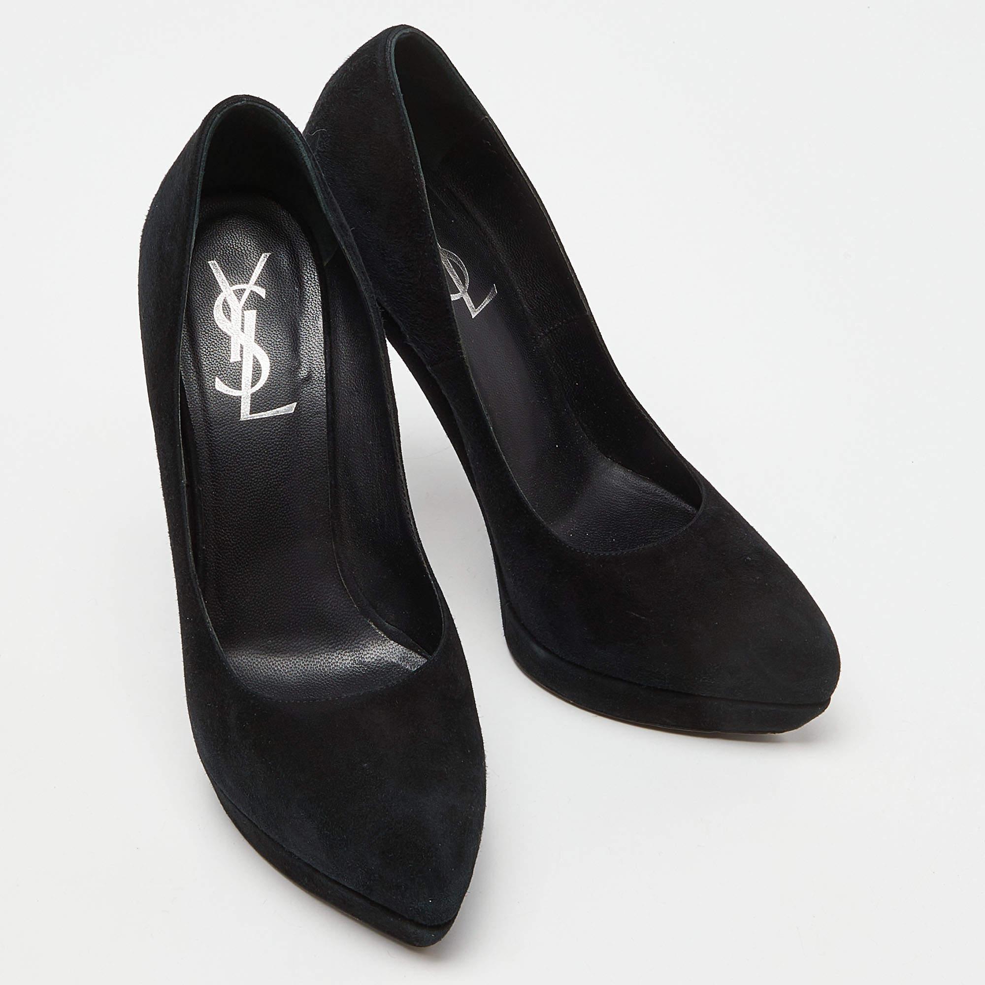 Women's Saint Laurent Black Suede Janis Pumps Size 37 For Sale