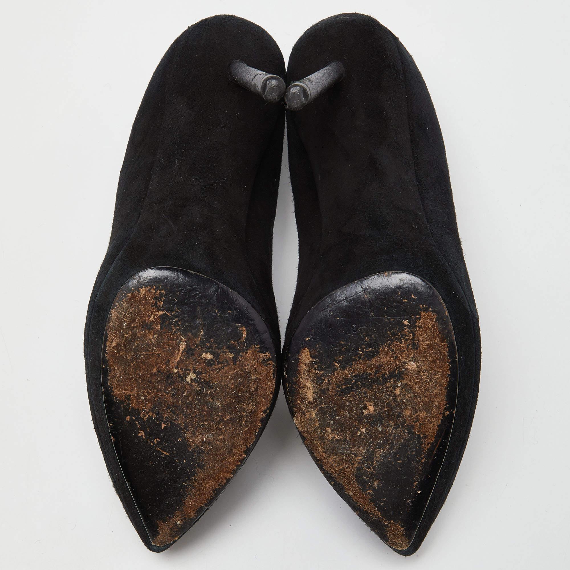 Saint Laurent Black Suede Janis Pumps Size 37 For Sale 2
