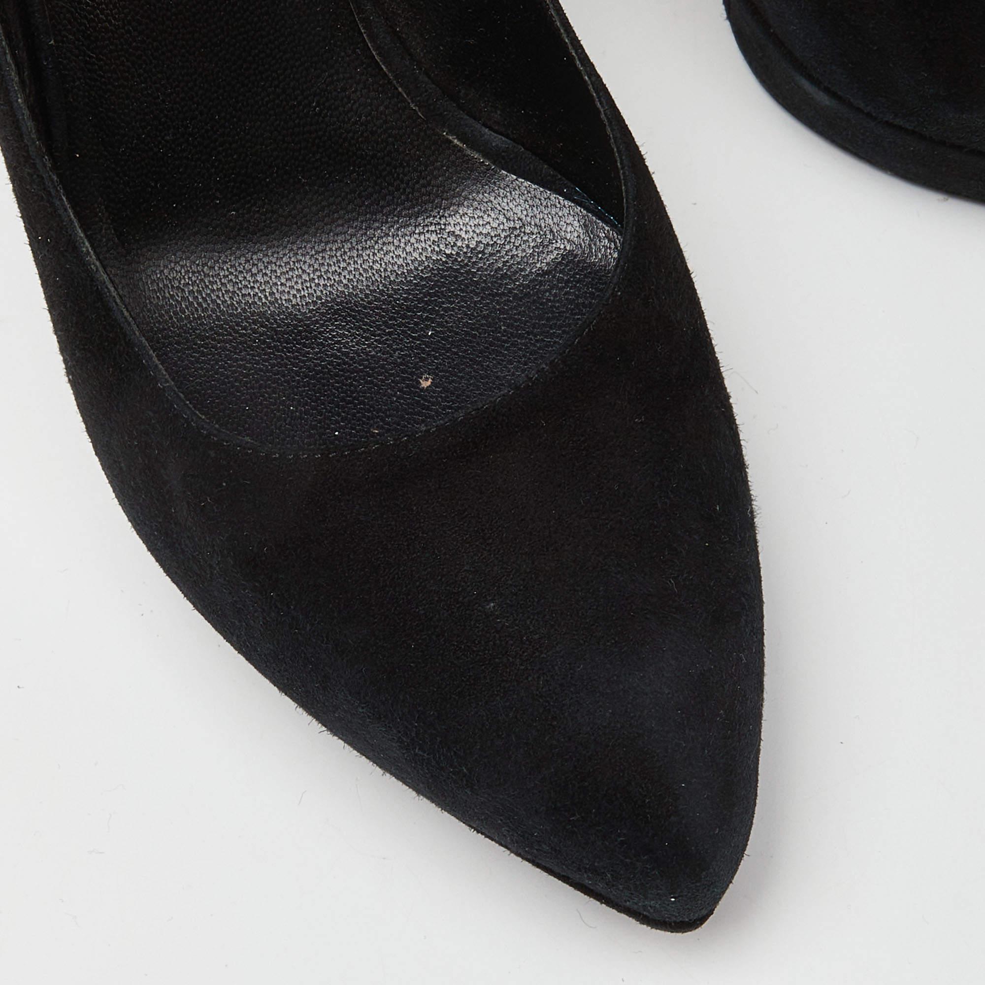 Saint Laurent Black Suede Janis Pumps Size 37 For Sale 3