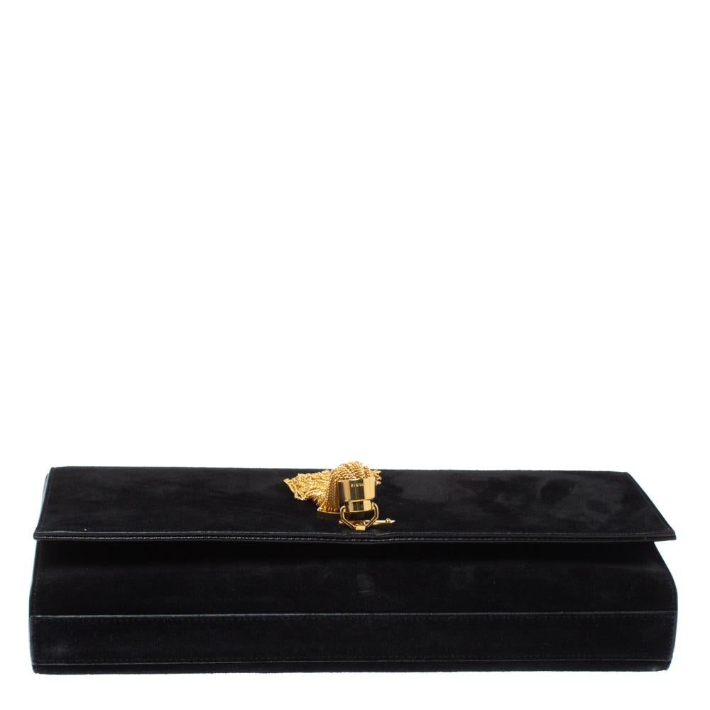 Saint Laurent Black Suede Kate Tassel Clutch 1