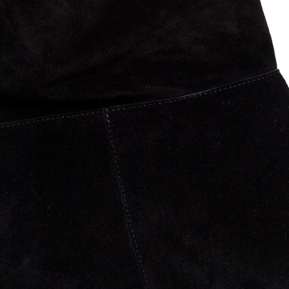 Saint Laurent Black Suede Knee High Boots Size 40 5