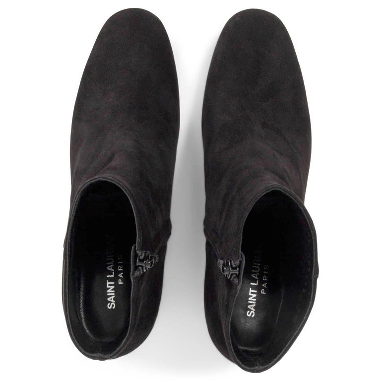 SAINT LAURENT black suede LOU 70 Ankle Boots Shoes 39 For Sale at 1stDibs