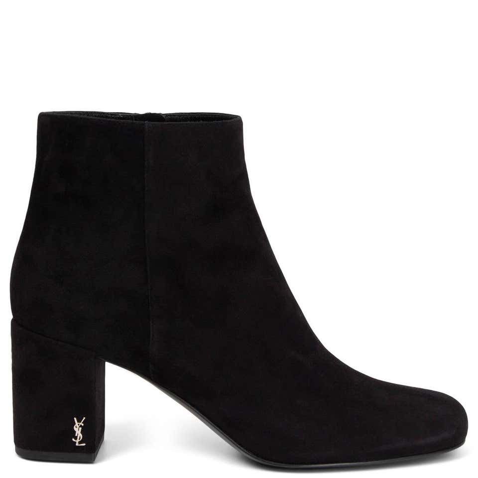 SAINT LAURENT black suede LOU 70 Ankle Boots Shoes 39 For Sale at 1stDibs