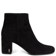 SAINT LAURENT black suede LOU 70 Ankle Boots Shoes 39