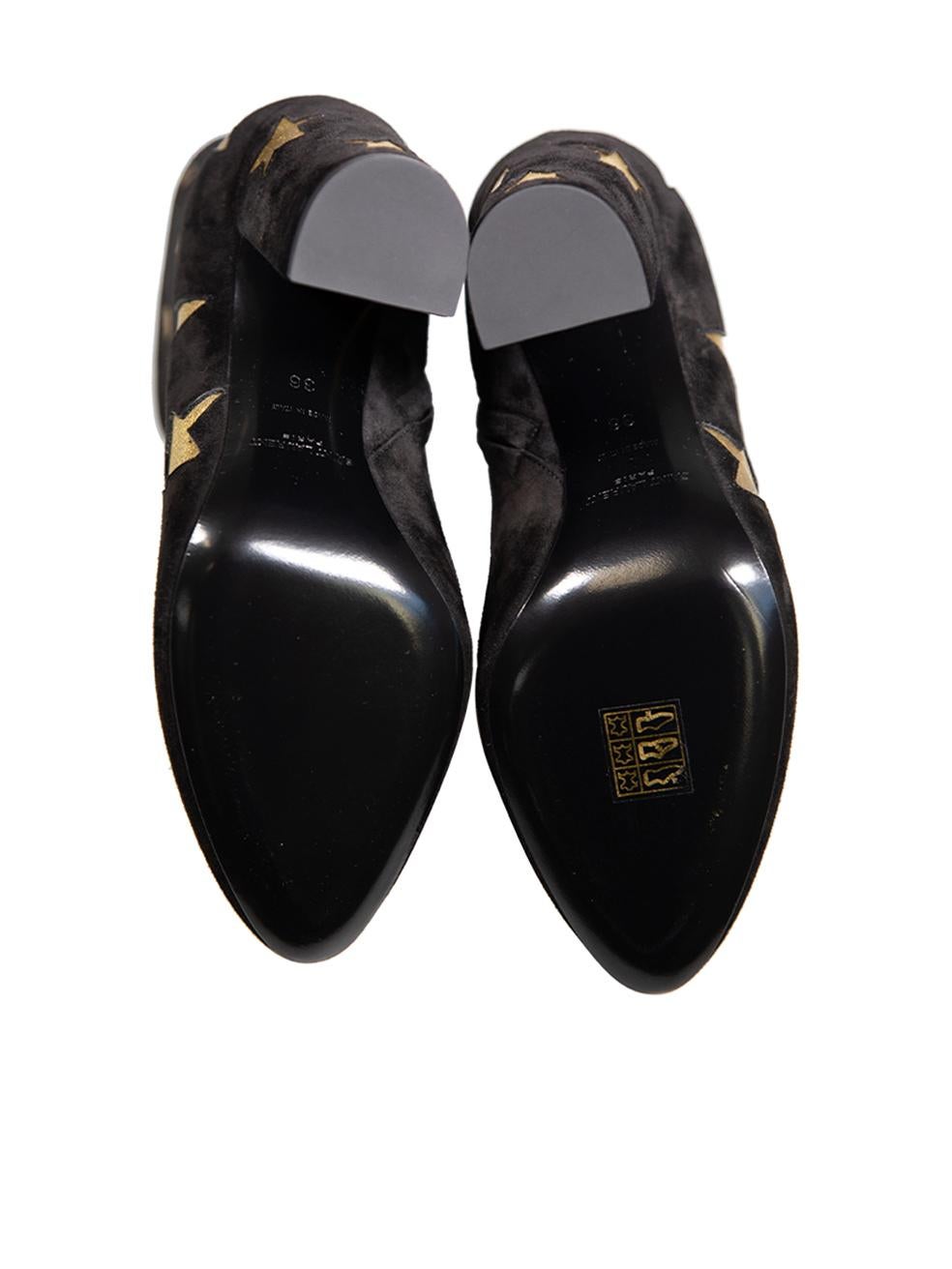 Women's Saint Laurent Black Suede Lou Star Ankle Boots Size IT 36