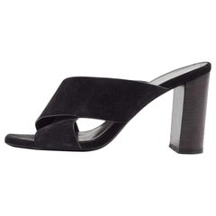 Saint Laurent Black Suede Loulou Slide Sandals Size 37.5