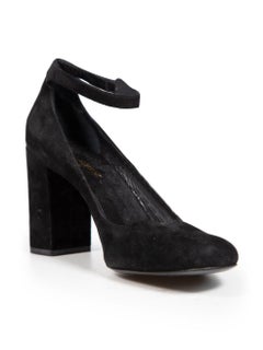 Saint Laurent Black Suede Mary Jane High Heels Size IT 39.5