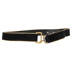 Saint Laurent Black Suede Metallic Trim Hook Belt