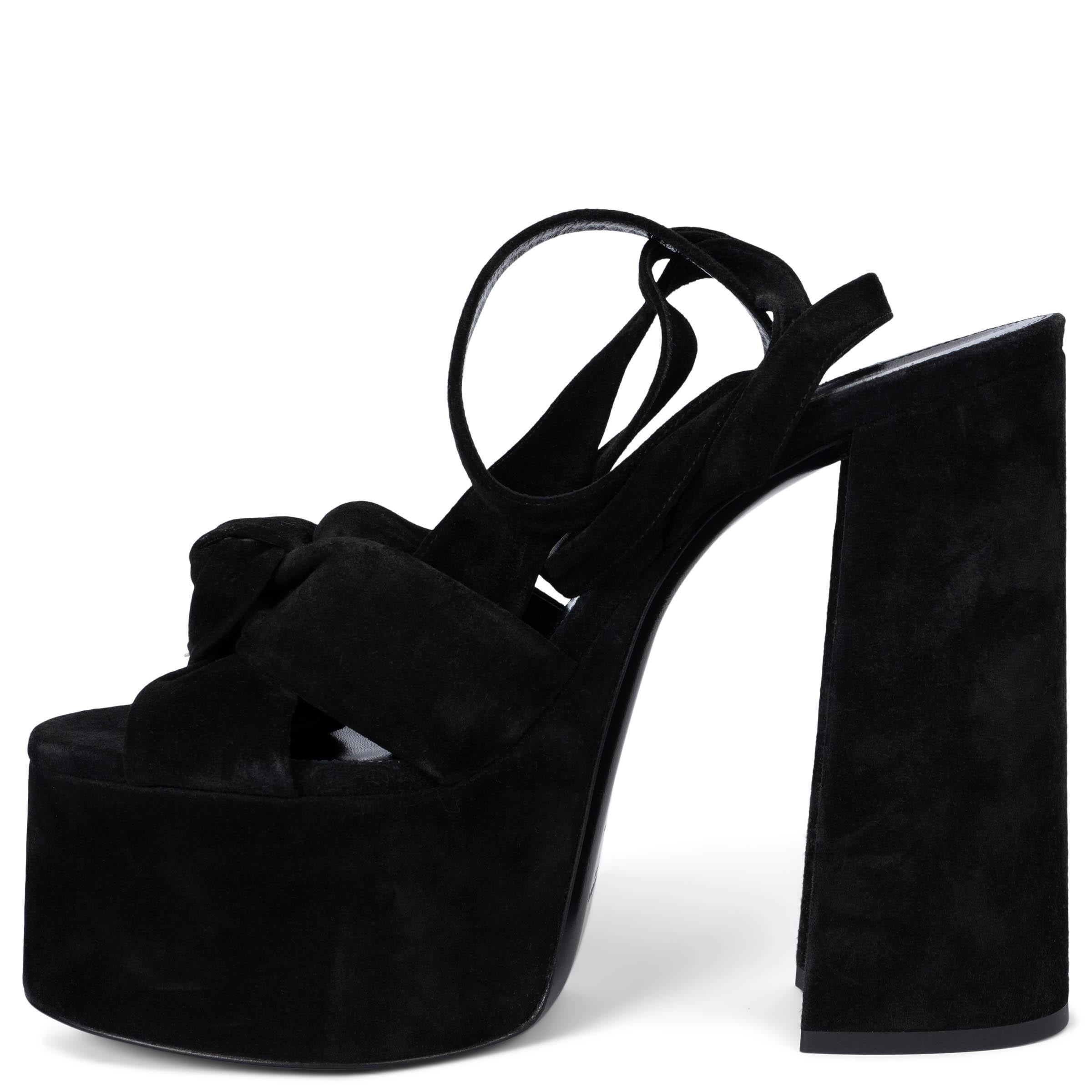 SAINT LAURENT Schwarze Plateausandalen aus Wildleder PAIGE 145 mit Absatz 39 Damen im Angebot