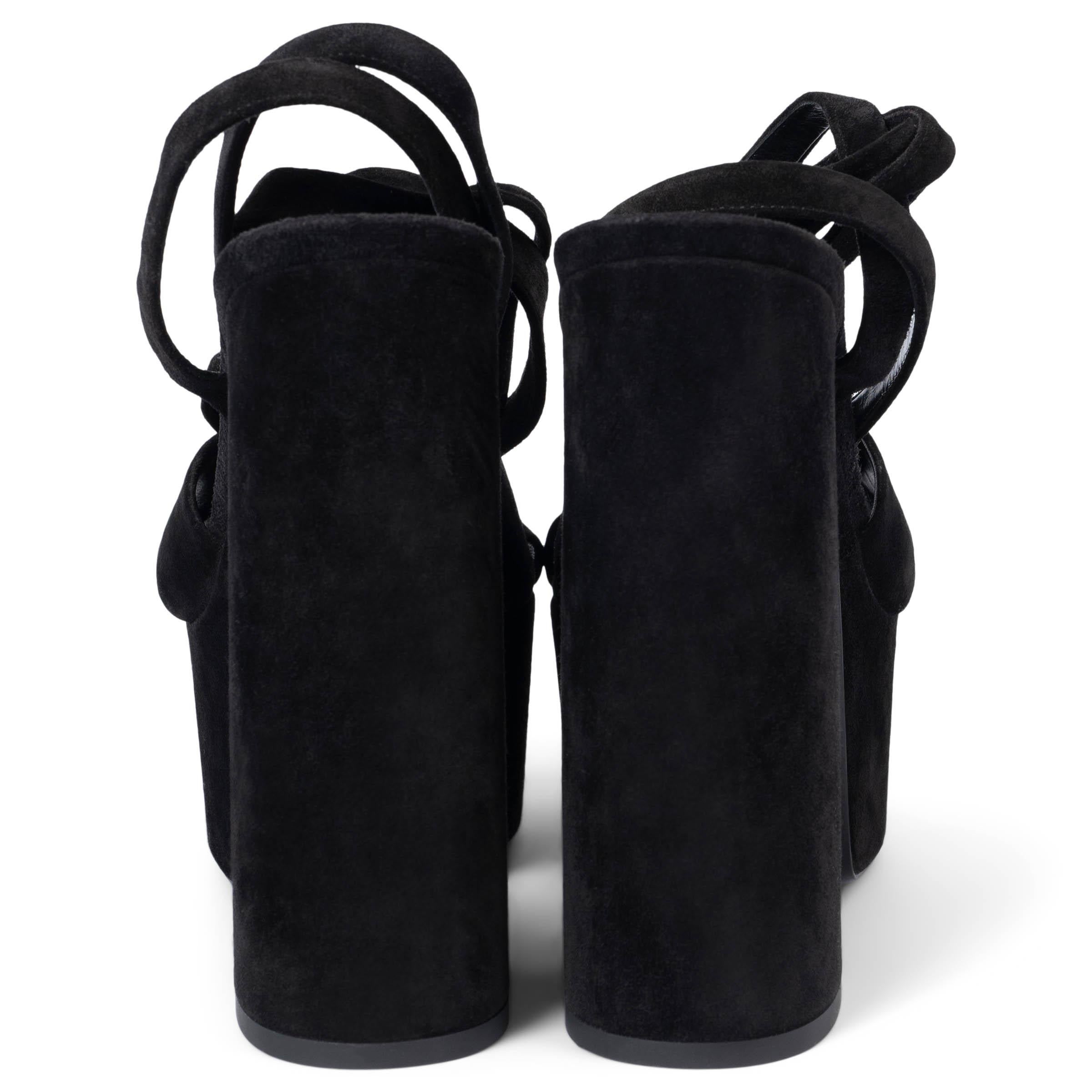 SAINT LAURENT Schwarze Plateausandalen aus Wildleder PAIGE 145 mit Absatz 39 im Angebot 1