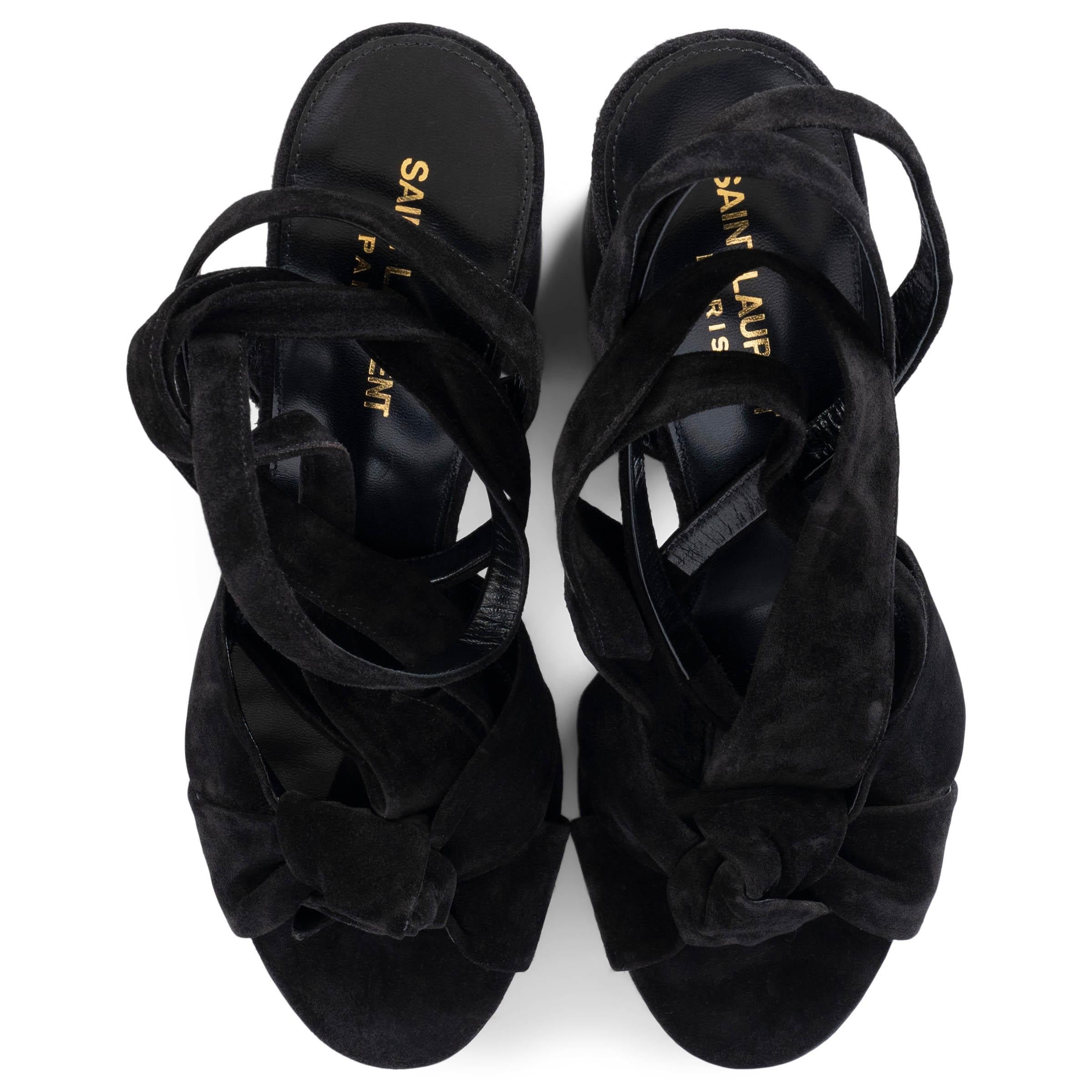 SAINT LAURENT Schwarze Plateausandalen aus Wildleder PAIGE 145 mit Absatz 39 im Angebot 2