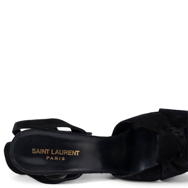 SAINT LAURENT black suede PAIGE 145 Platform Sandals Shoes 39 For