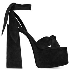 SAINT LAURENT Schwarze Plateausandalen aus Wildleder PAIGE 145 mit Absatz 39