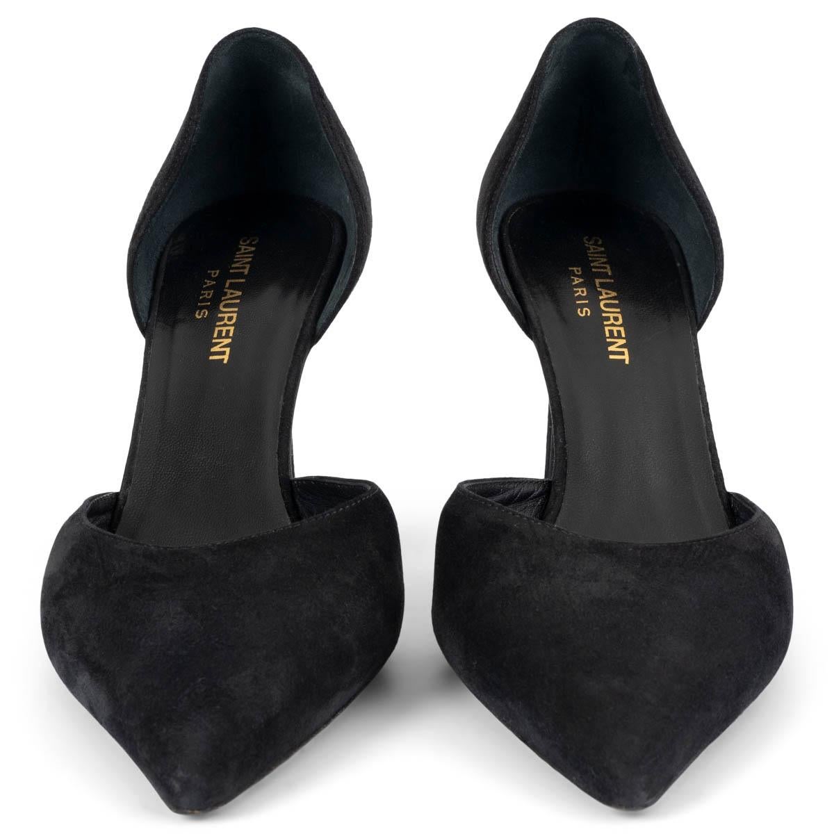 100% authentic Saint Laurent D'Orsay pointed-toe pumps in black suede. Open on the side. Have been worn and are in excellent condition. Come with dust bag. 

Measurements
Imprinted Size	37.5
Shoe Size	37.5
Inside Sole	24.5cm (9.6in)
Width	7.5cm