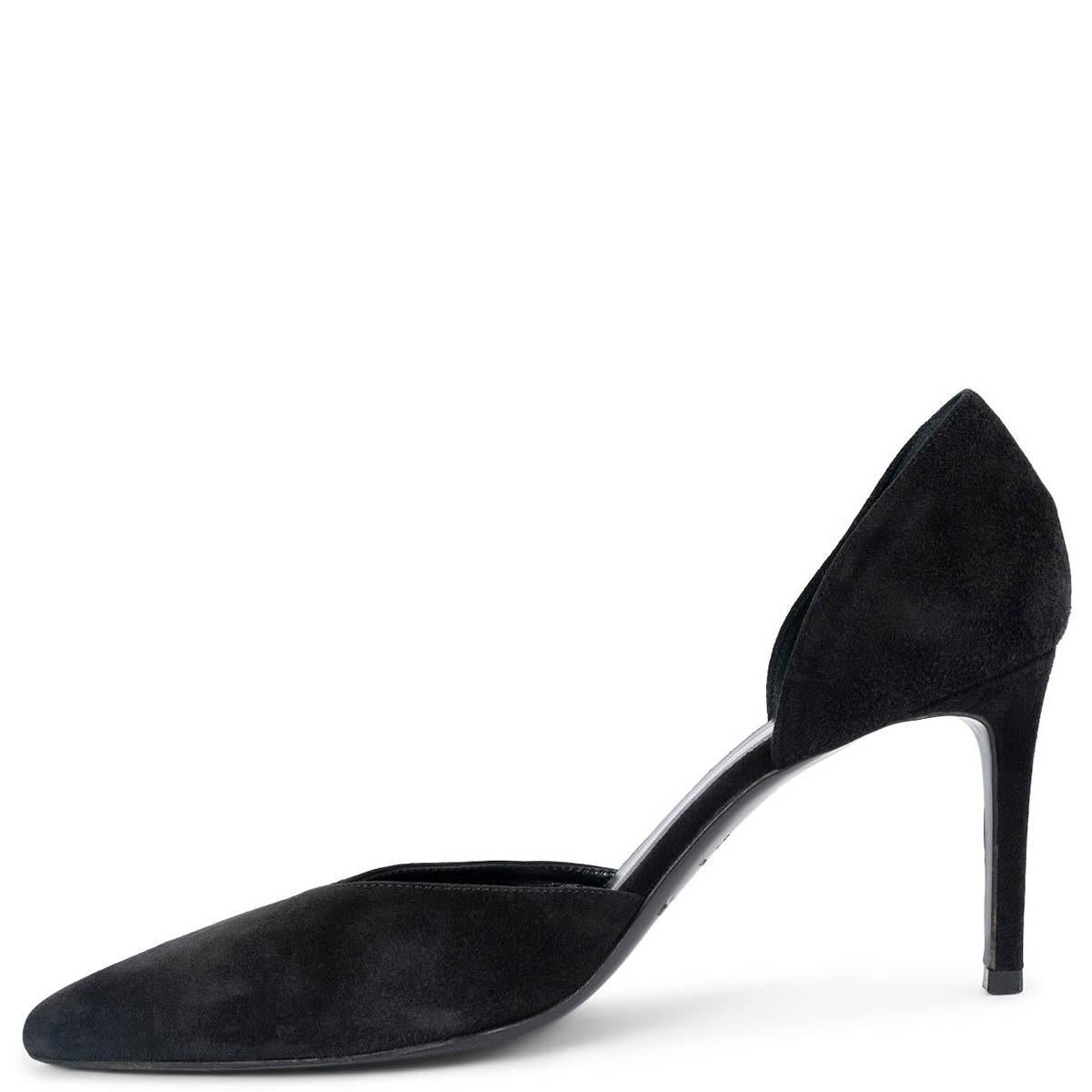 Black SAINT LAURENT black suede PARIS D'ORSAY Pumps Shoes 37.5 For Sale