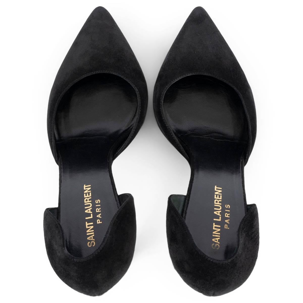 Women's SAINT LAURENT black suede PARIS D'ORSAY Pumps Shoes 37.5 For Sale