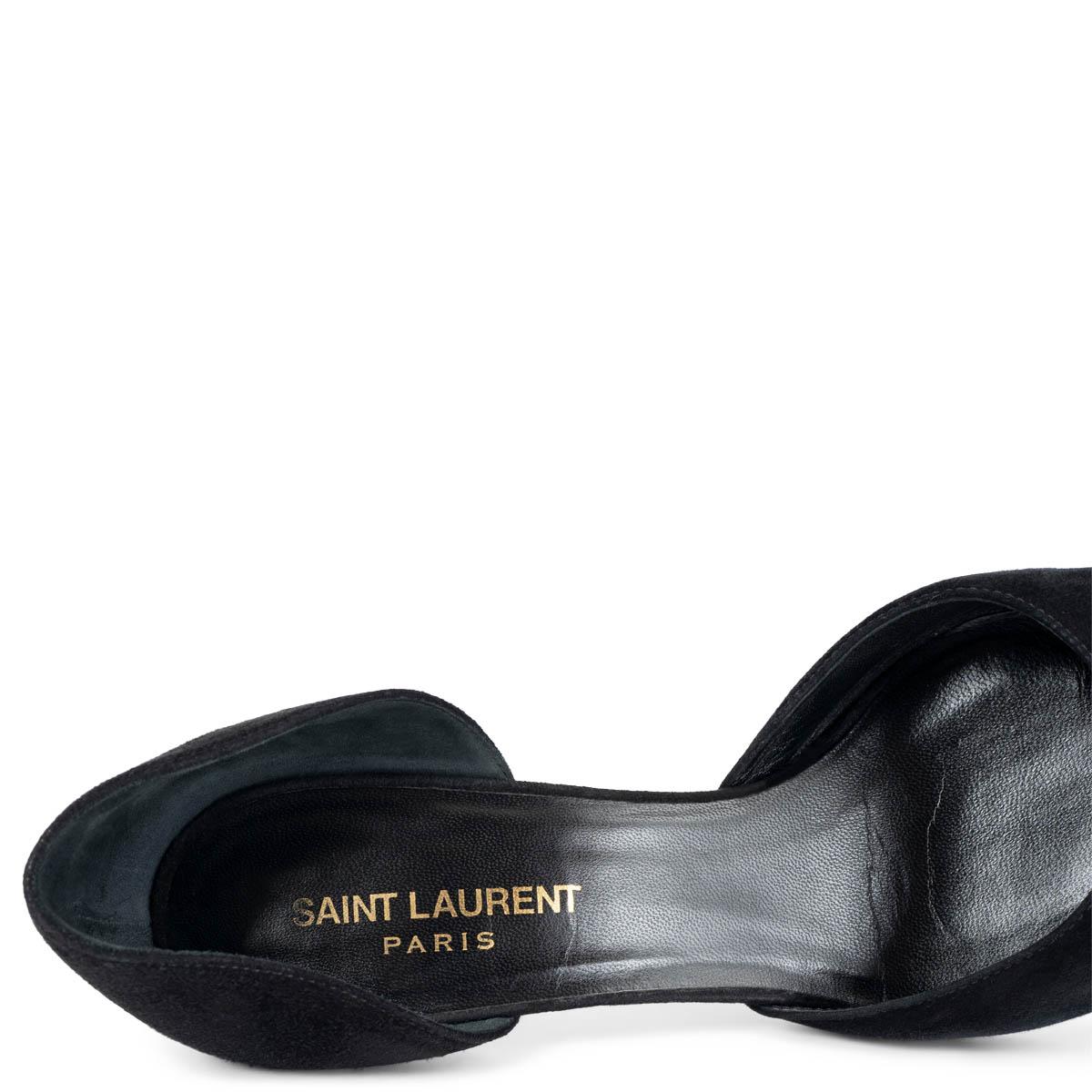 SAINT LAURENT black suede PARIS D'ORSAY Pumps Shoes 37.5 For Sale 1