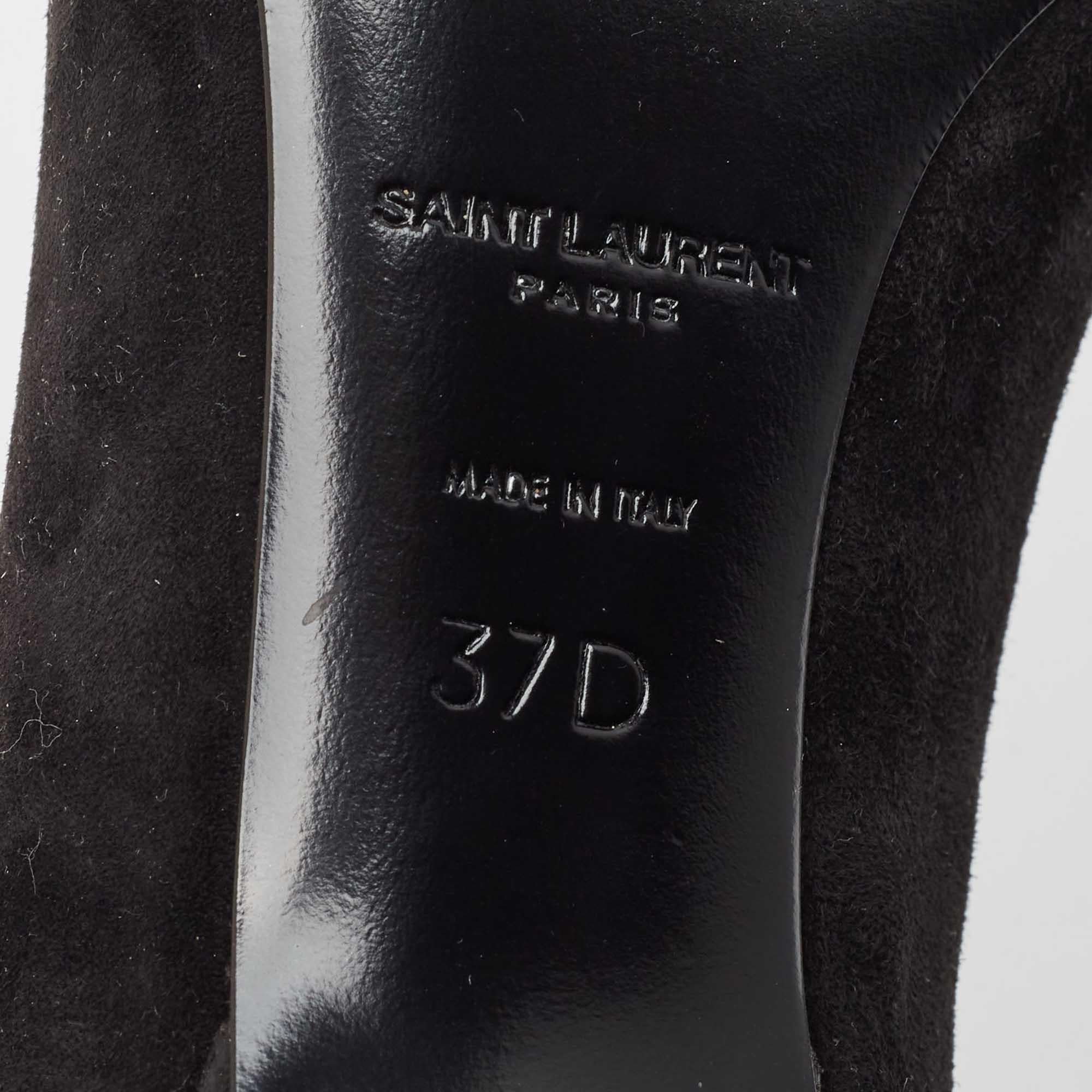 Saint Laurent Black Suede Pointed Toe Pumps Size 37 For Sale 4