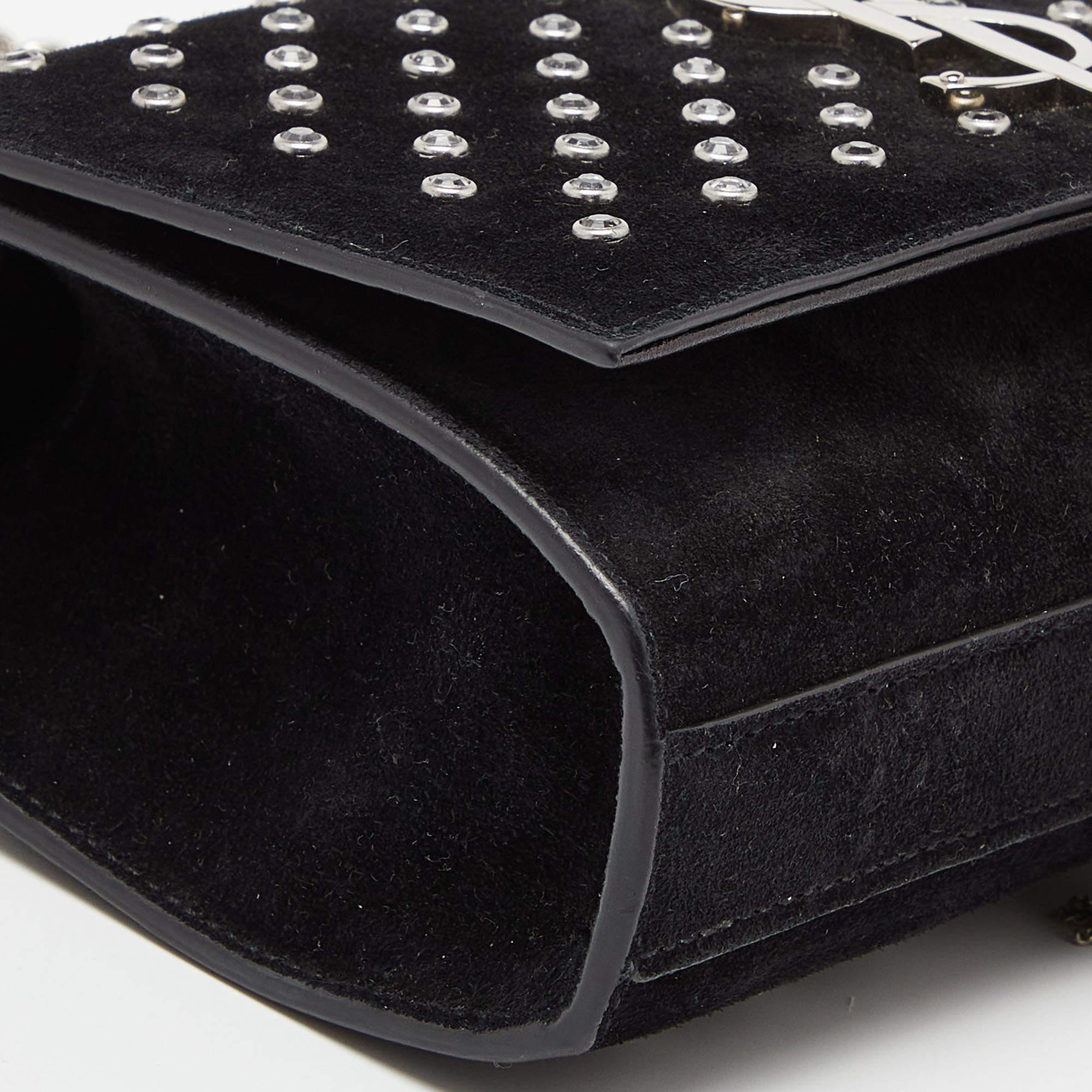Saint Laurent Black Suede Small Monogram Kate Tassel Shoulder Bag For Sale 8