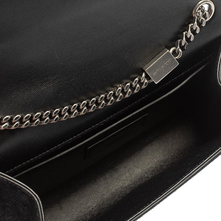 Saint Laurent Black Suede Small Stone Studded Kate Crossbody Bag at