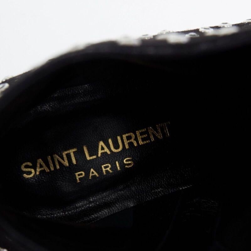 SAINT LAURENT daim noir strass cristaux embellis chaussure cheville EU35 US5 en vente 6