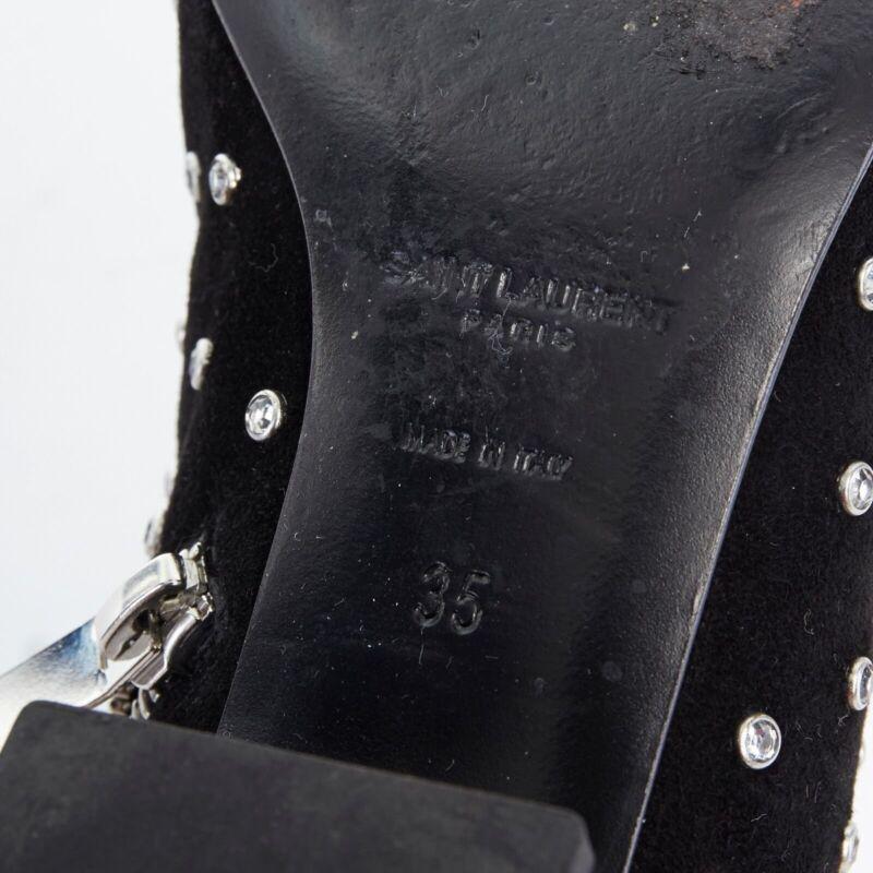 SAINT LAURENT daim noir strass cristaux embellis chaussure cheville EU35 US5 en vente 7