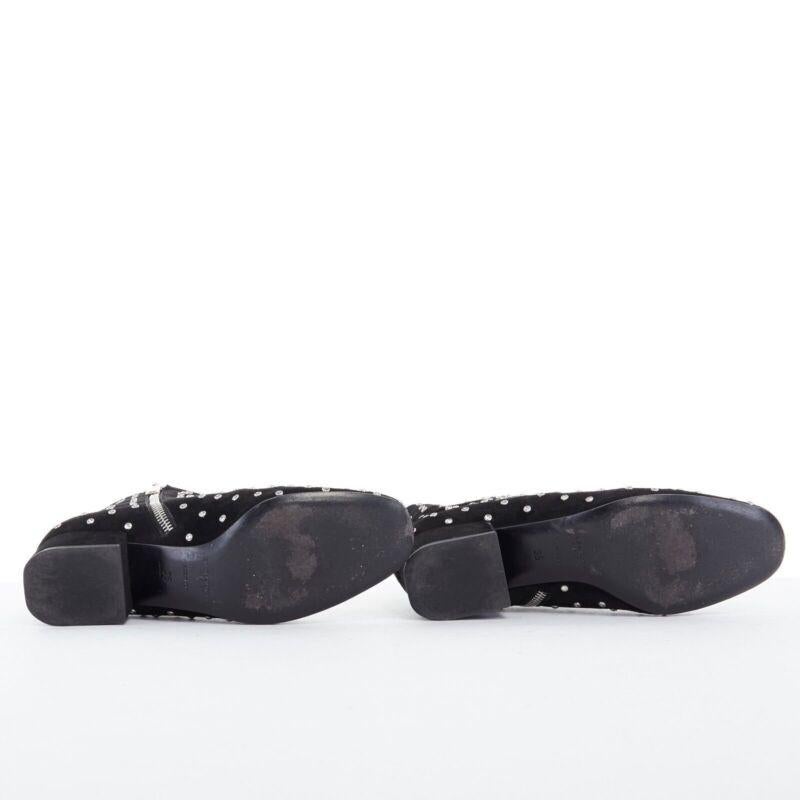 SAINT LAURENT daim noir strass cristaux embellis chaussure cheville EU35 US5 en vente 2
