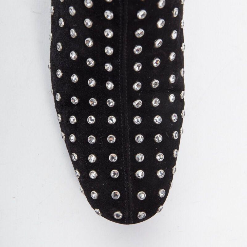 SAINT LAURENT daim noir strass cristaux embellis chaussure cheville EU35 US5 en vente 3