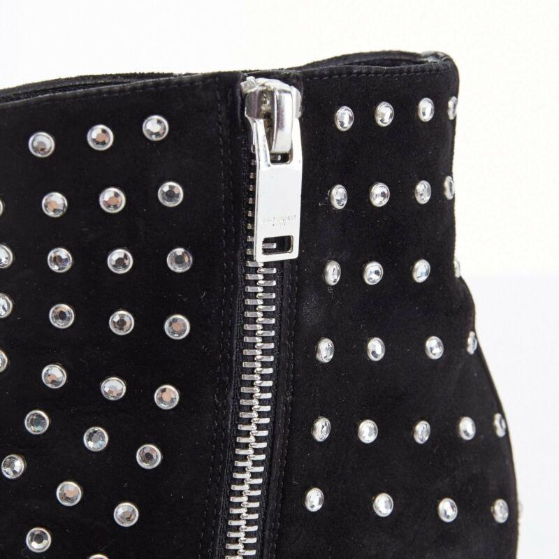SAINT LAURENT daim noir strass cristaux embellis chaussure cheville EU35 US5 en vente 5
