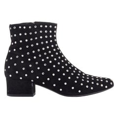 SAINT LAURENT schwarzes Wildleder Strass Kristall verschönert Stiefelette Schuh EU35 US5