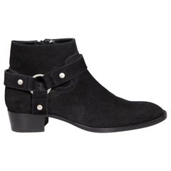 Saint Laurent Black Suede Wyatt Buckled Boots Size IT 40