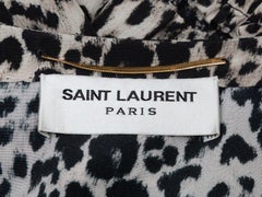 Saint Laurent - Robe courte en soie imprimée léopard noire et brun clair