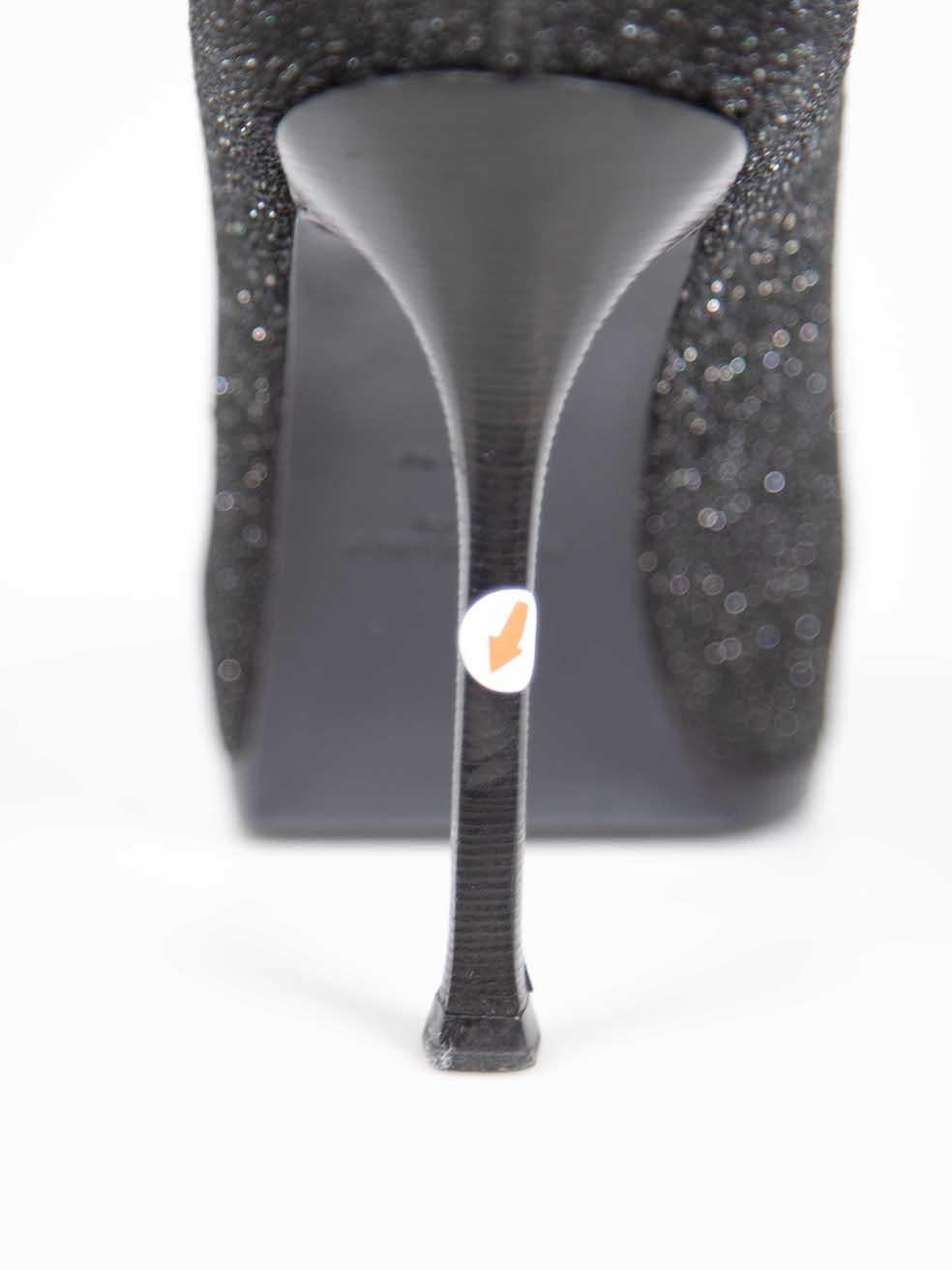 Saint Laurent Black Textured Glitter Pumps Size IT 35 For Sale 2