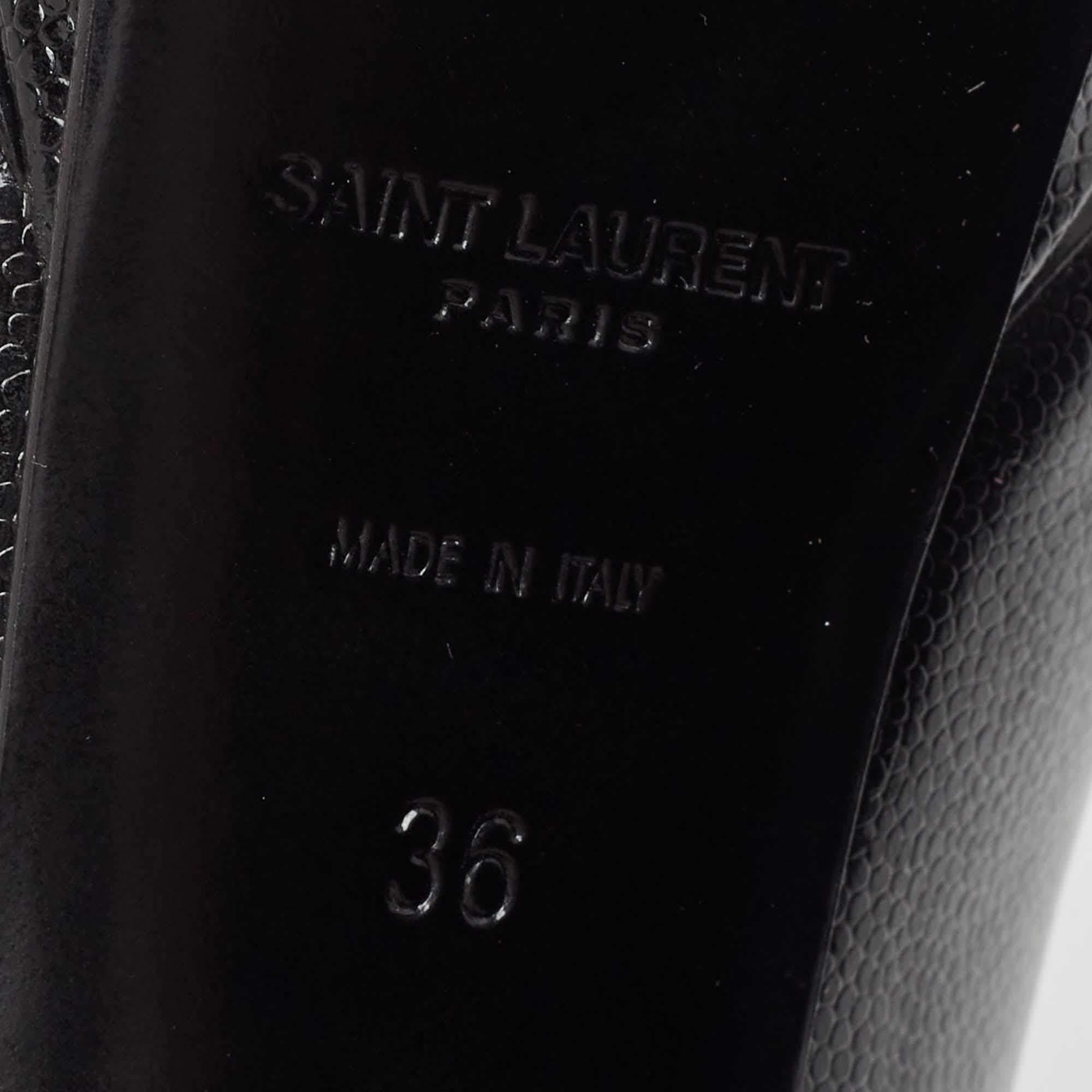 Saint Laurent Black Textured Leather Janis Platform Pumps Size 36 3