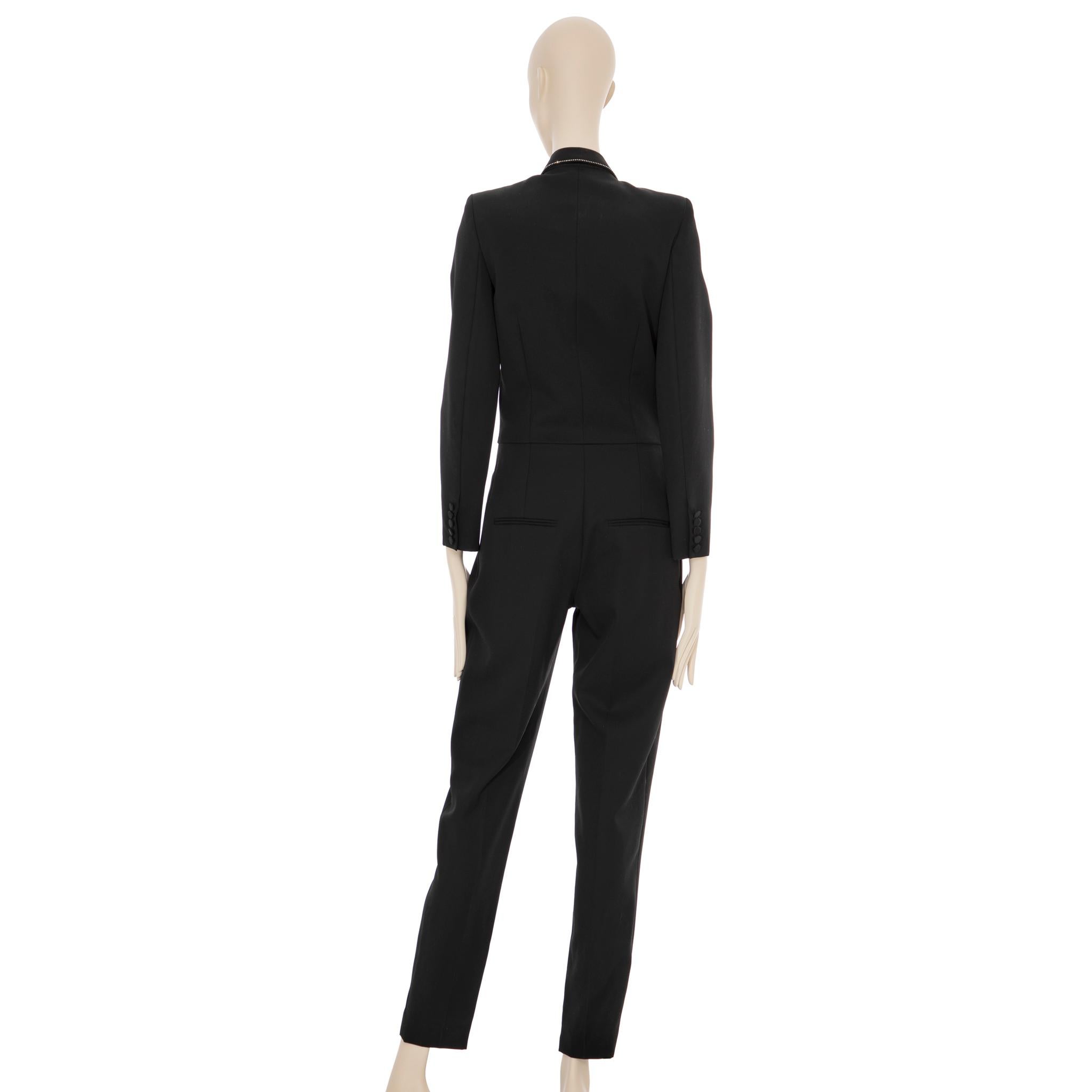 Saint Laurent Black Tuxedo Jumpsuit With Crystals 38 FR For Sale 7