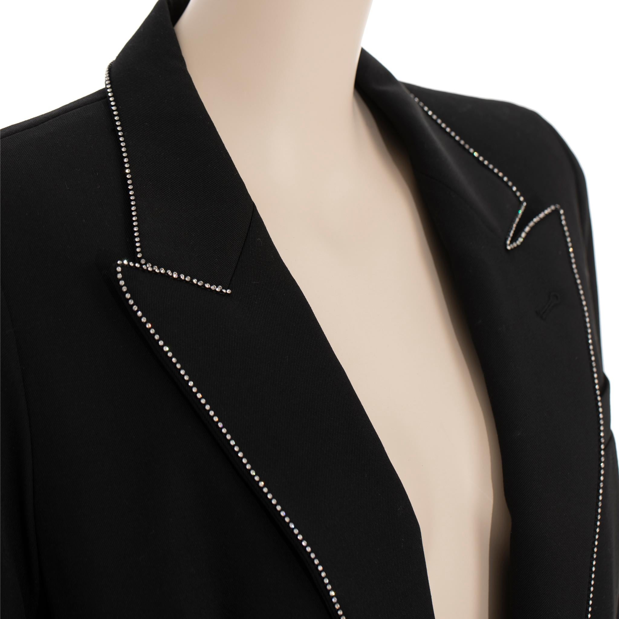 Saint Laurent Black Tuxedo Jumpsuit With Crystals 38 FR For Sale 1