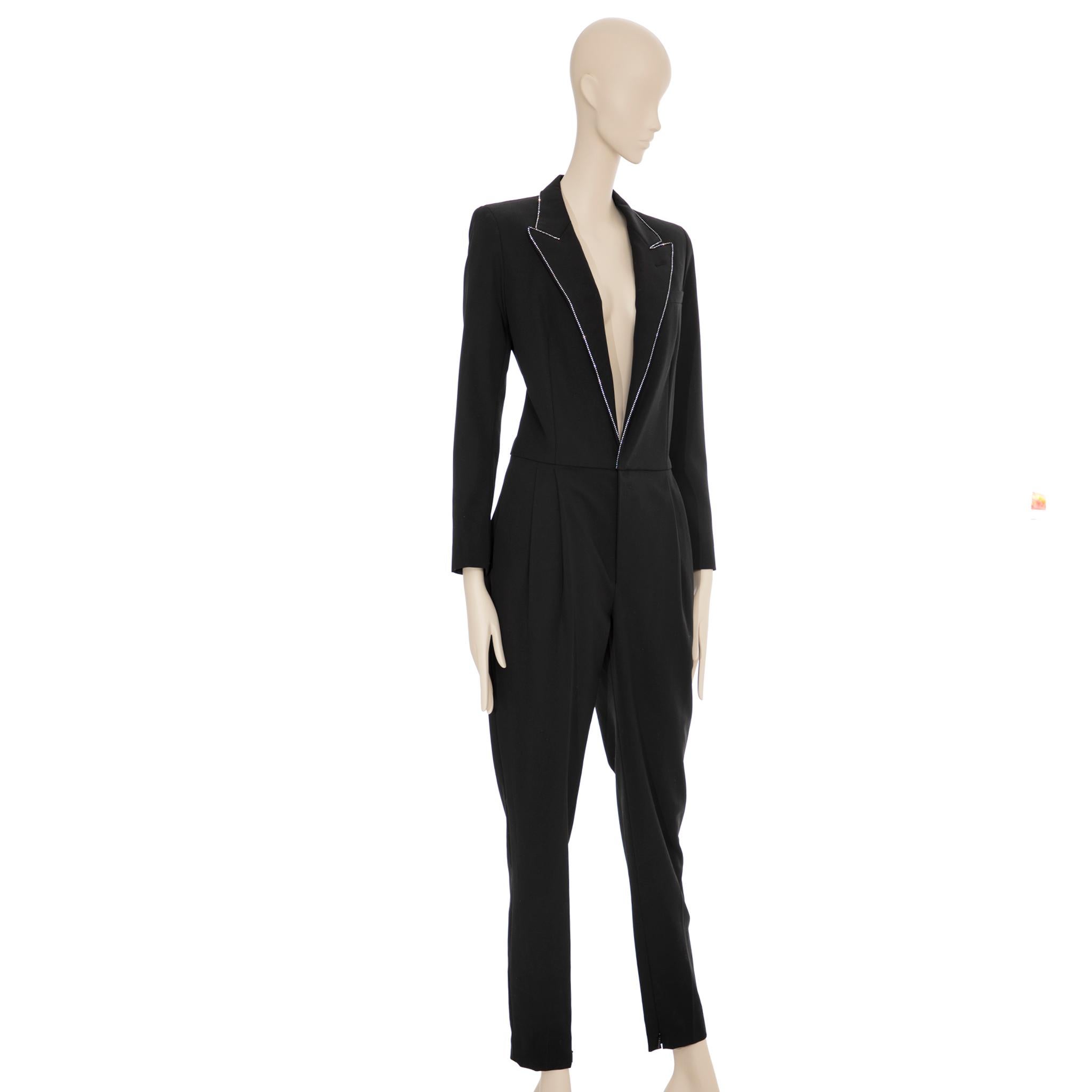 Saint Laurent Black Tuxedo Jumpsuit With Crystals 38 FR For Sale 2