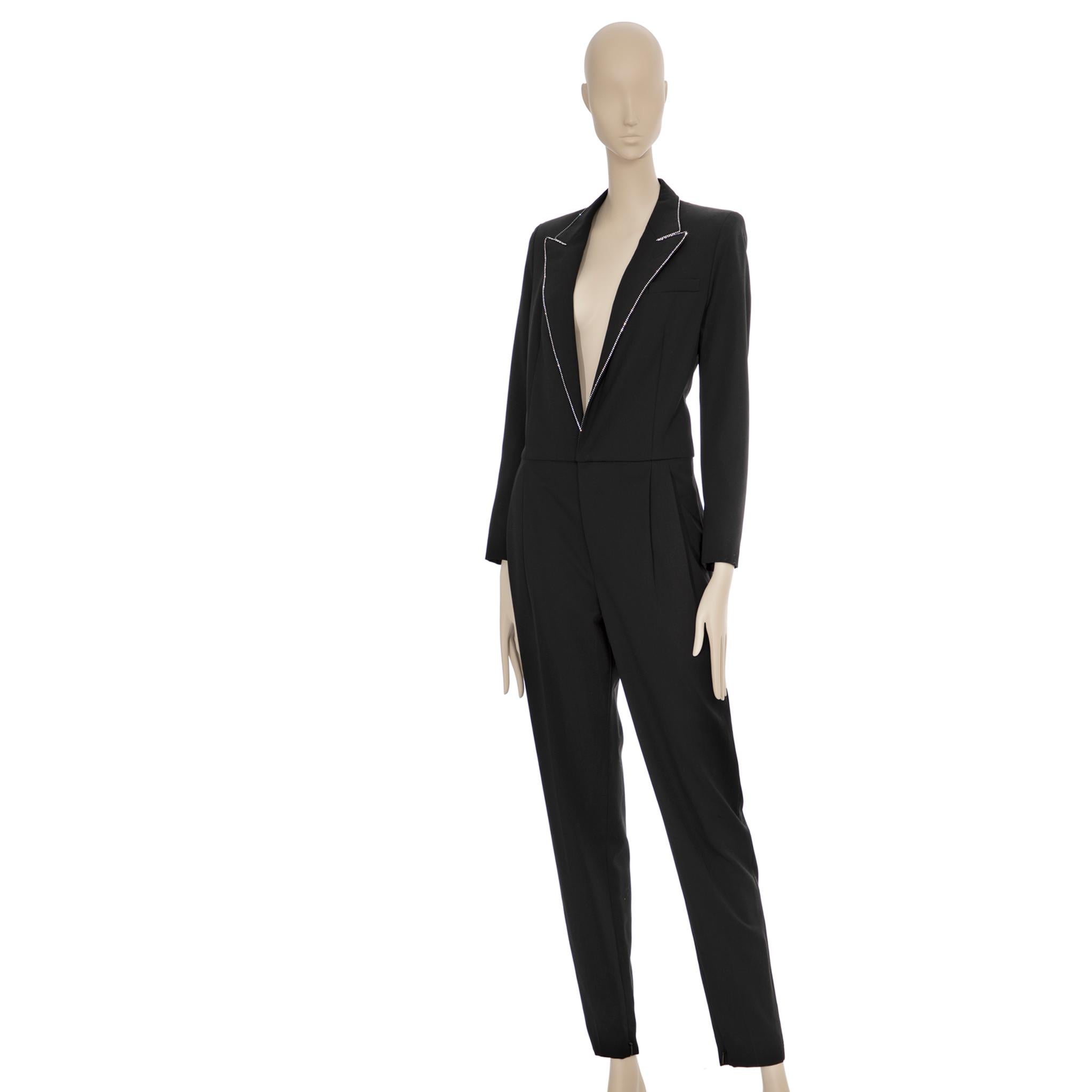 Saint Laurent Black Tuxedo Jumpsuit With Crystals 38 FR For Sale 3
