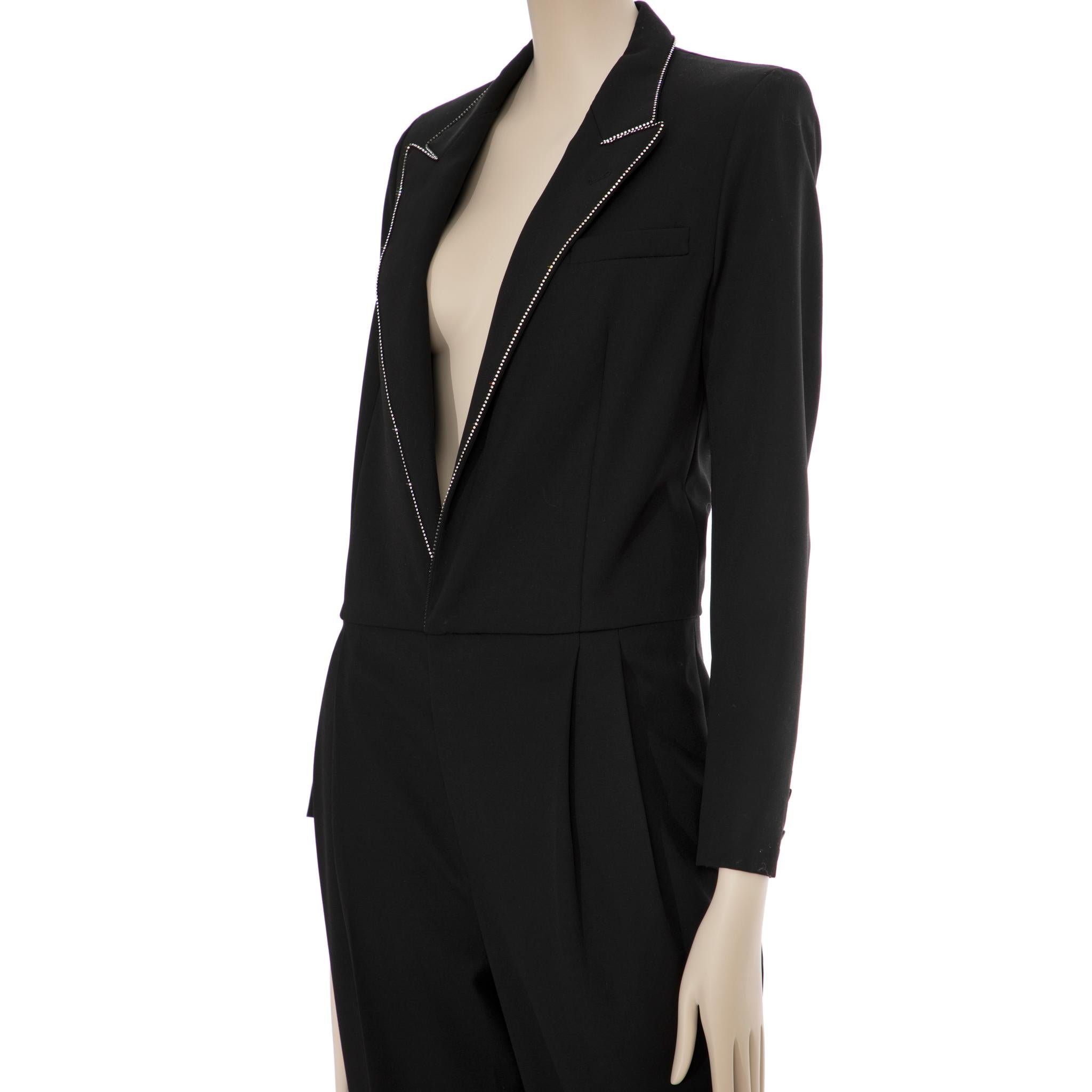 Saint Laurent Black Tuxedo Jumpsuit With Crystals 38 FR For Sale 4