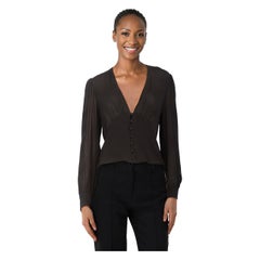 Saint Laurent Chemisier noir à col en V Taille M