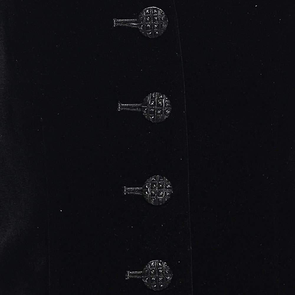 Saint Laurent Black Velvet Button Front Jacket L For Sale 2