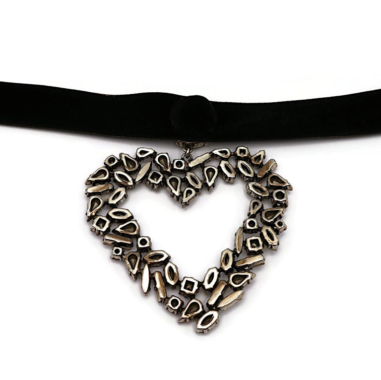 Saint Laurent ysl women\'s Black Velvet Choker necklace with Silver crystals Saint Laurent ysl women\ main image 3
