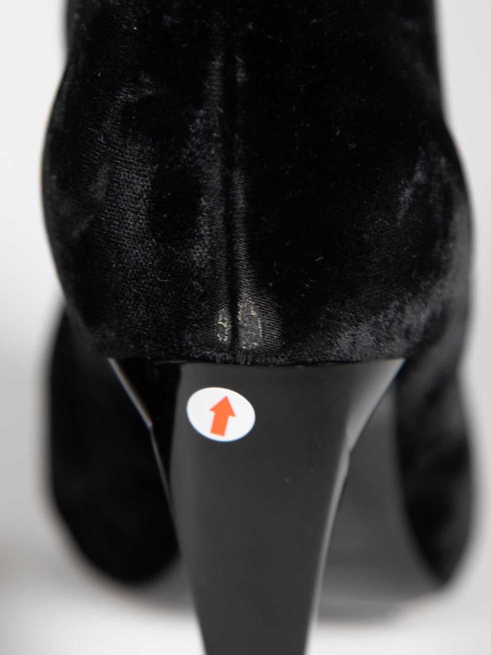 Saint Laurent Black Velvet Freja Boots Size IT 39 For Sale 1