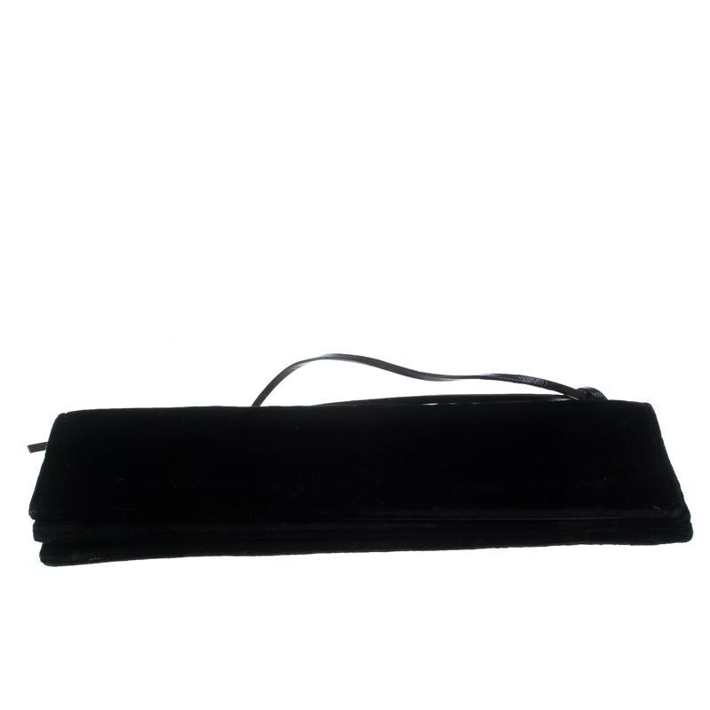 Saint Laurent Black Velvet Lace Up Clutch 2