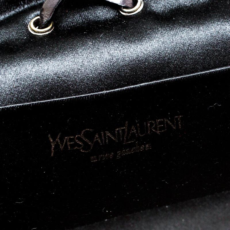 Saint Laurent Black Velvet Lace Up Clutch 4