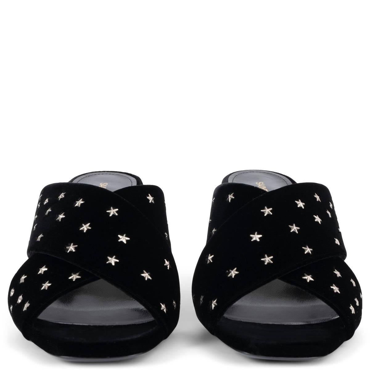 100% authentic Saint Laurent Lou Lou 70 mules in black velvet embellished with silver-tone metal stars. Have been worn once and are in virtually new condition. Come with dust bag. 

Measurements
Imprinted Size	37
Shoe Size	37
Inside Sole	23cm